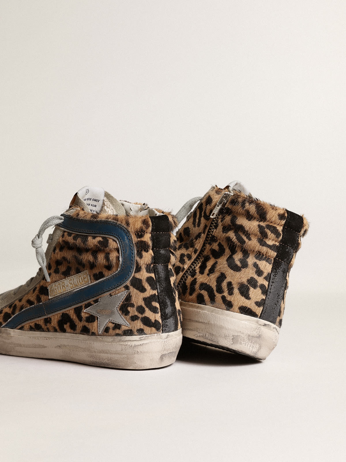 Slide in leopard-print pony skin with metallic leather star - 5