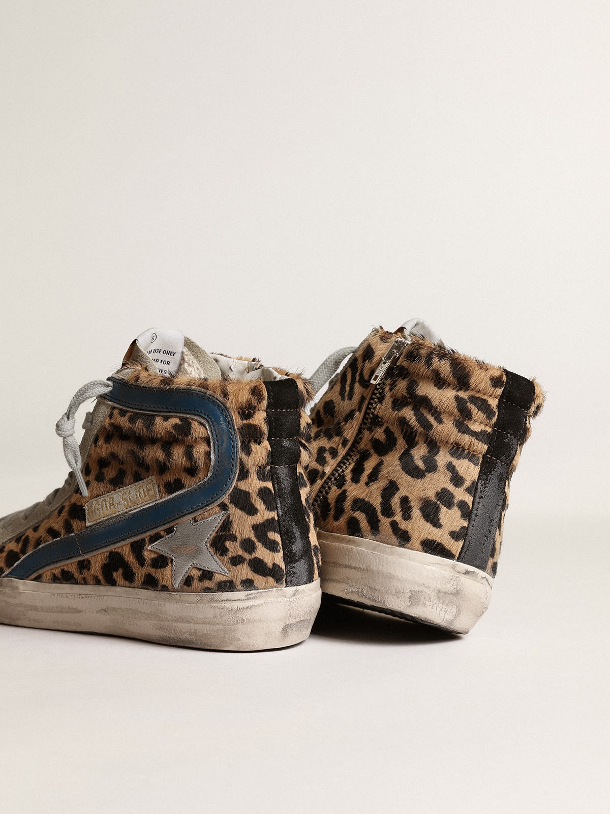 Golden Goose Slide in leopard-print pony skin with metallic