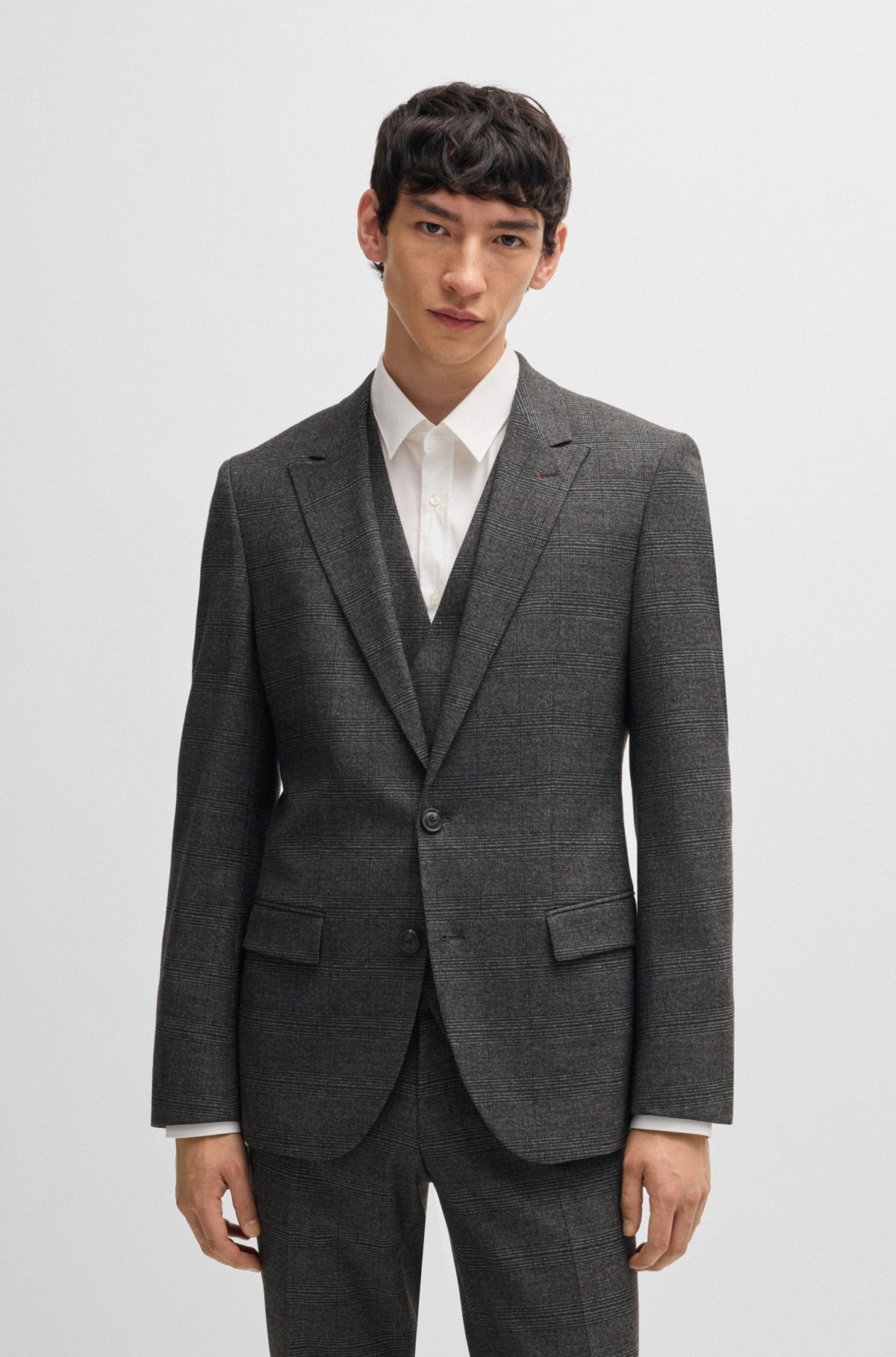 THREE-PIECE SLIM-FIT SUIT IN CHECKED FLANNEL - 2