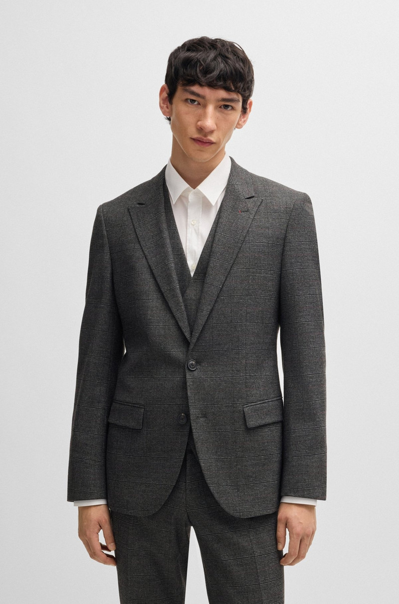 HUGO THREE-PIECE SLIM-FIT SUIT IN CHECKED FLANNEL outlook