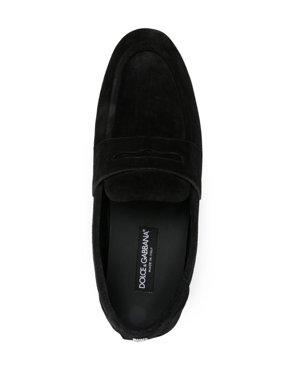 logo-plaque suede loafers - 4