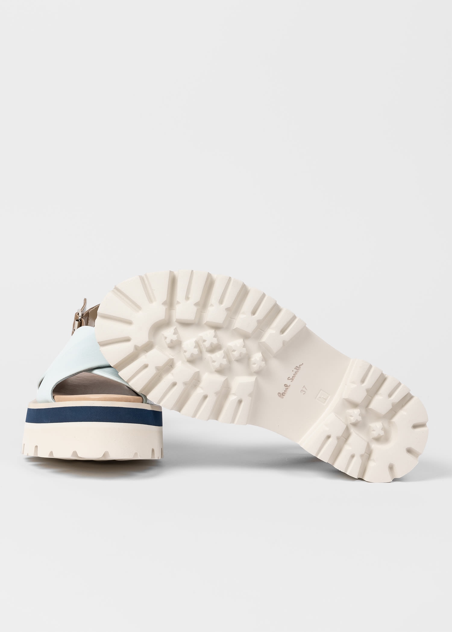 Light Blue 'Logan' Leather Platform Sandals - 2