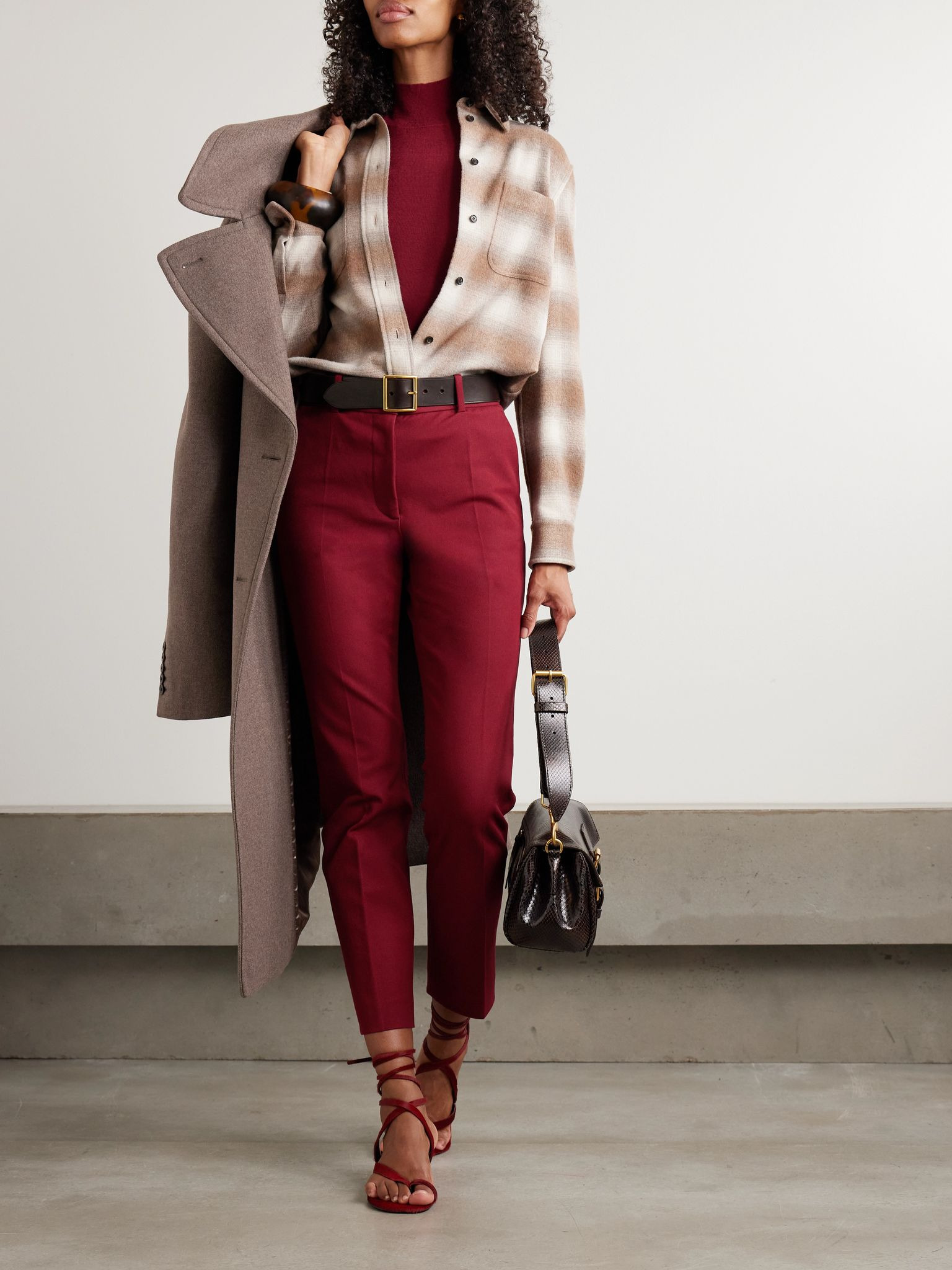 Coleman cropped stretch-twill straight-leg pants Red - 2