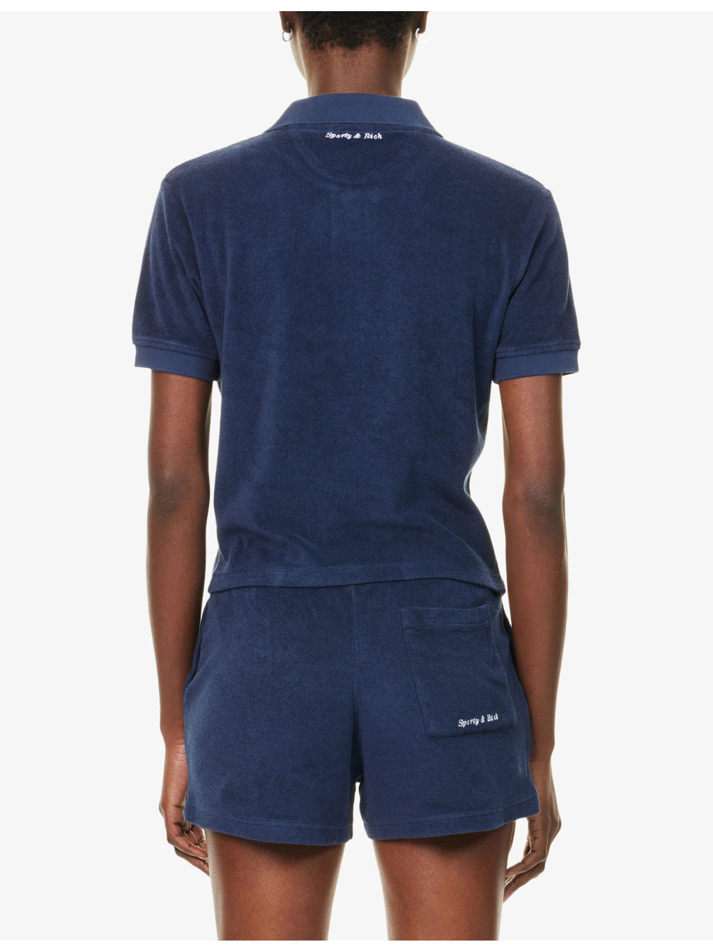 April Eden Script Terry-Cotton Polo Top - 4