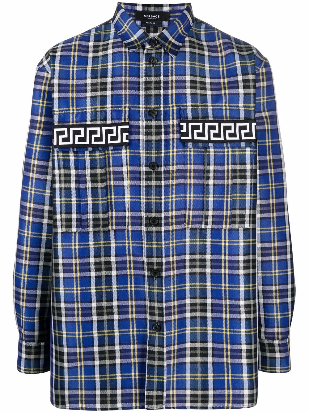 Greca-detail plaid shirt - 1