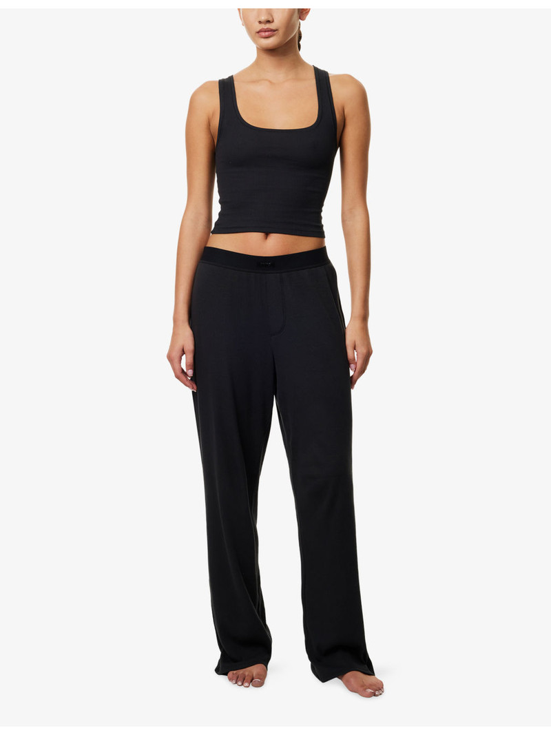 SKIMS Straight-Leg Ribbed Cotton-Jersey Trousers Rib Relaxed Pant outlook