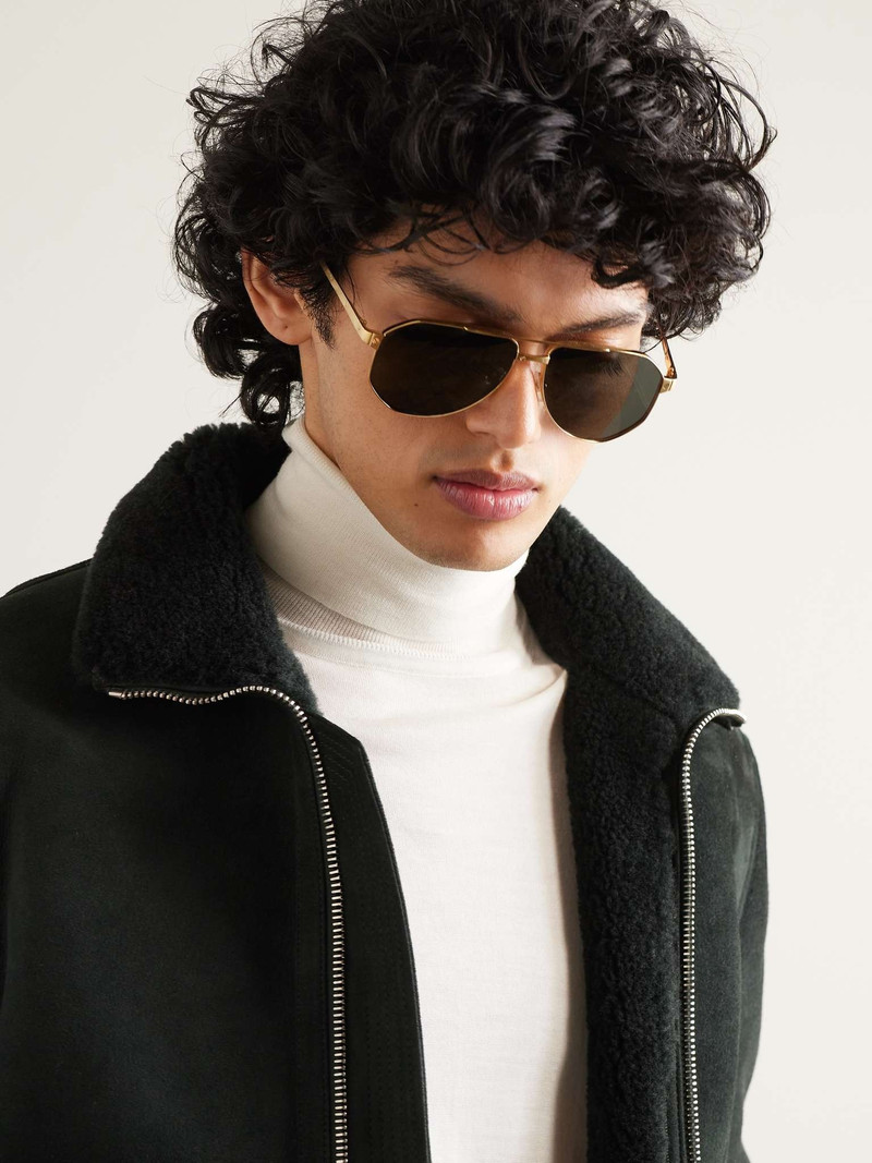 Cartier Santos de Cartier Aviator-Style Gold-Tone Sunglasses outlook