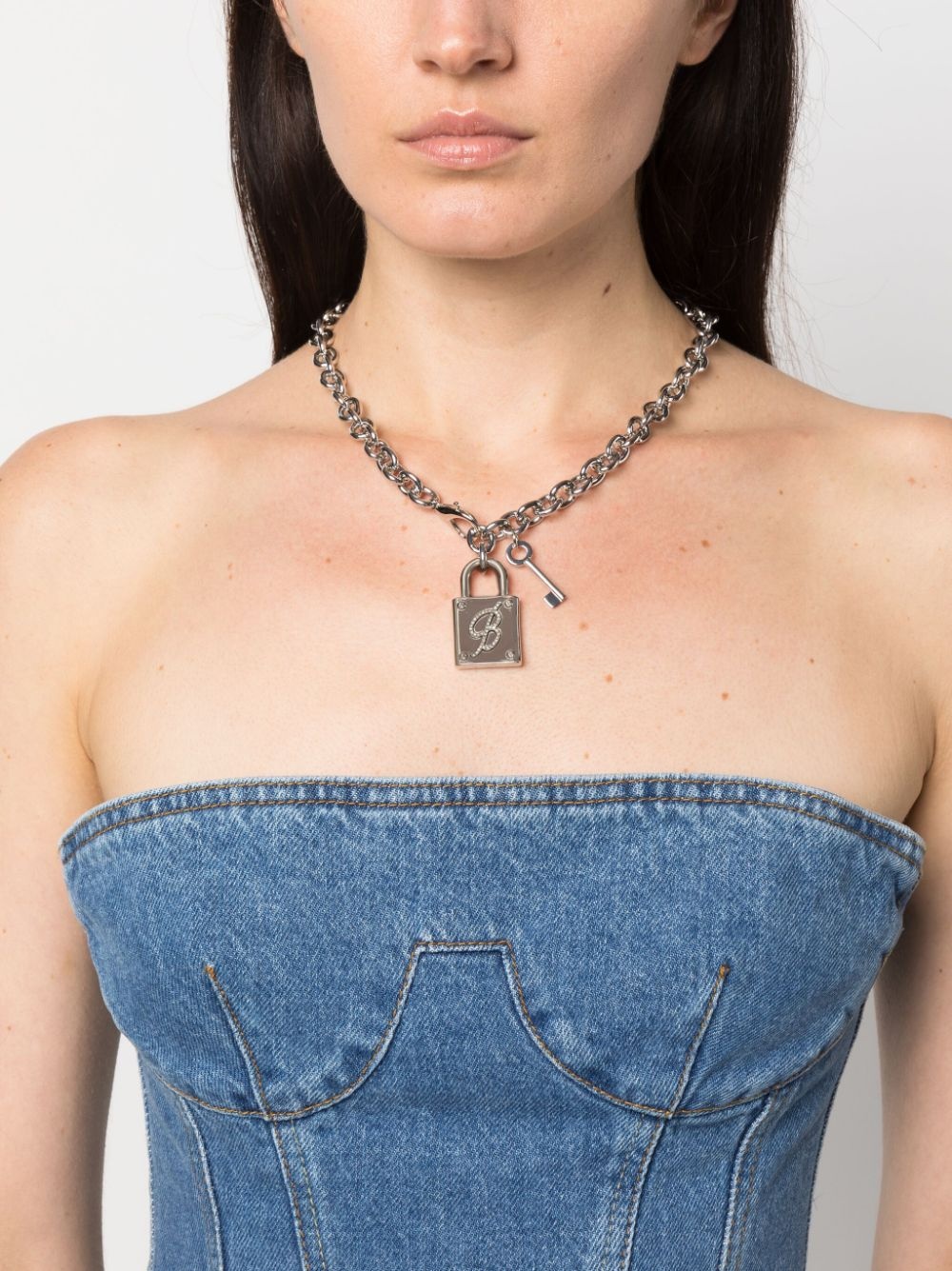 padlock-detail polished-finish necklace - 2