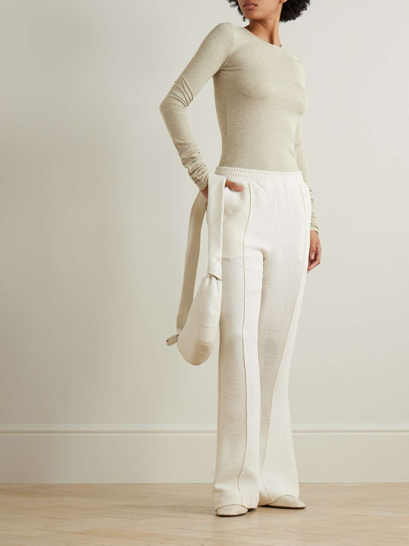 ÉTERNE Ribbed stretch cotton and modal-blend top Taupe outlook