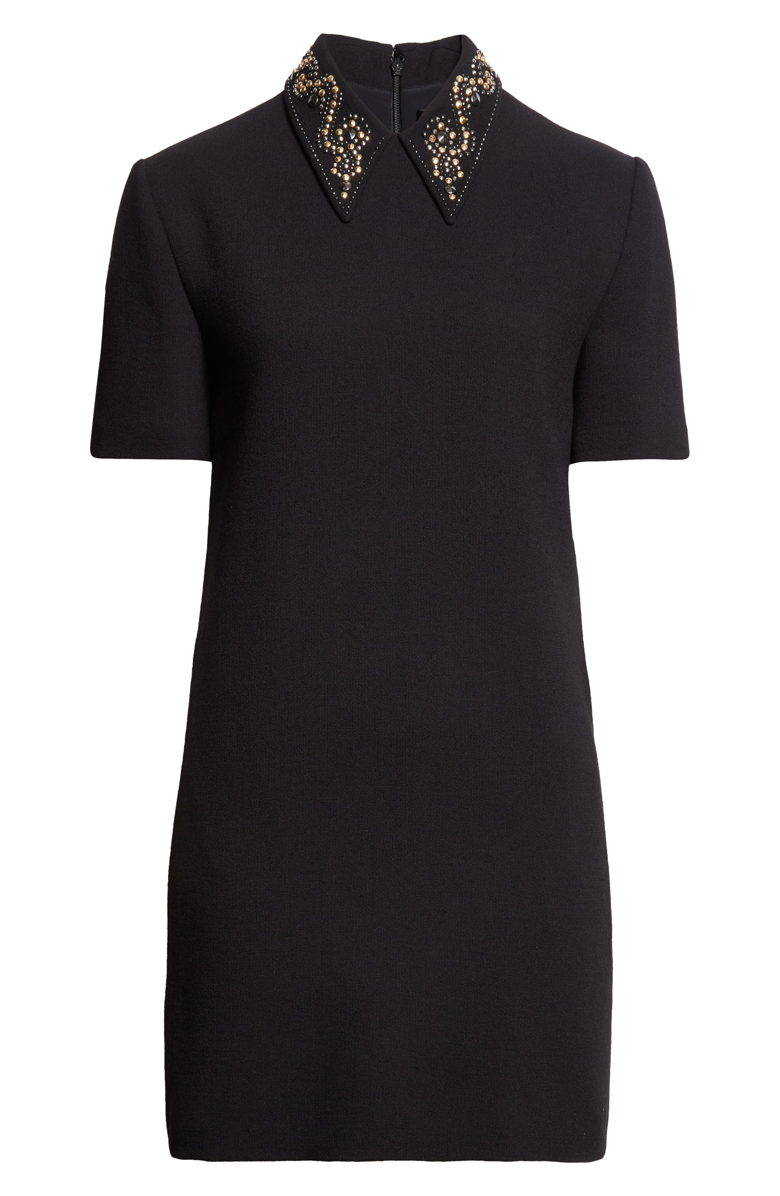 Versace Studded Collar Wool Crepe Minidress in Black at Nordstrom - 5