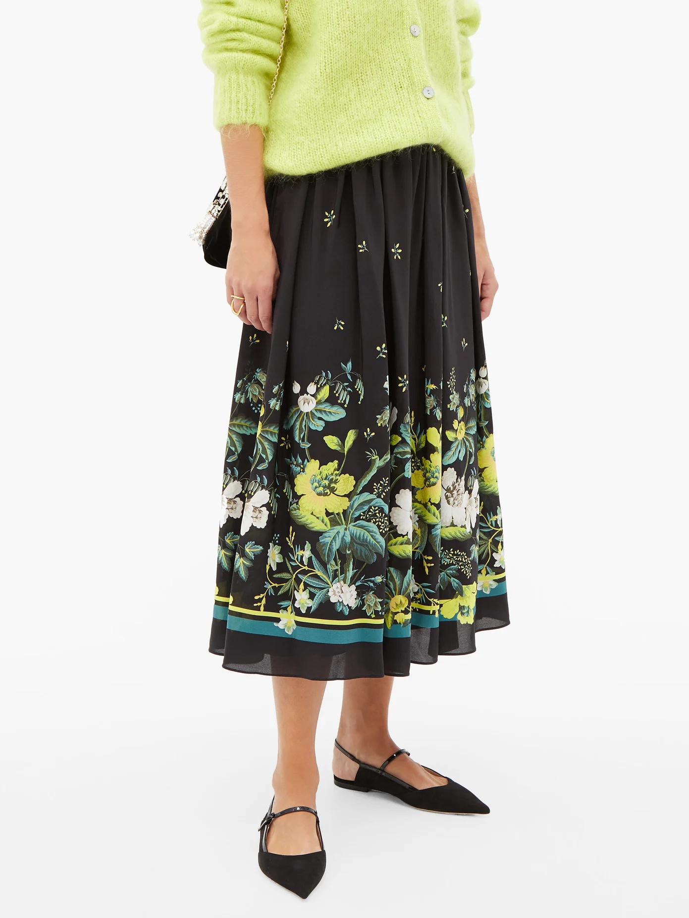 Lanie Ashcombe Forest-print silk midi skirt - 6