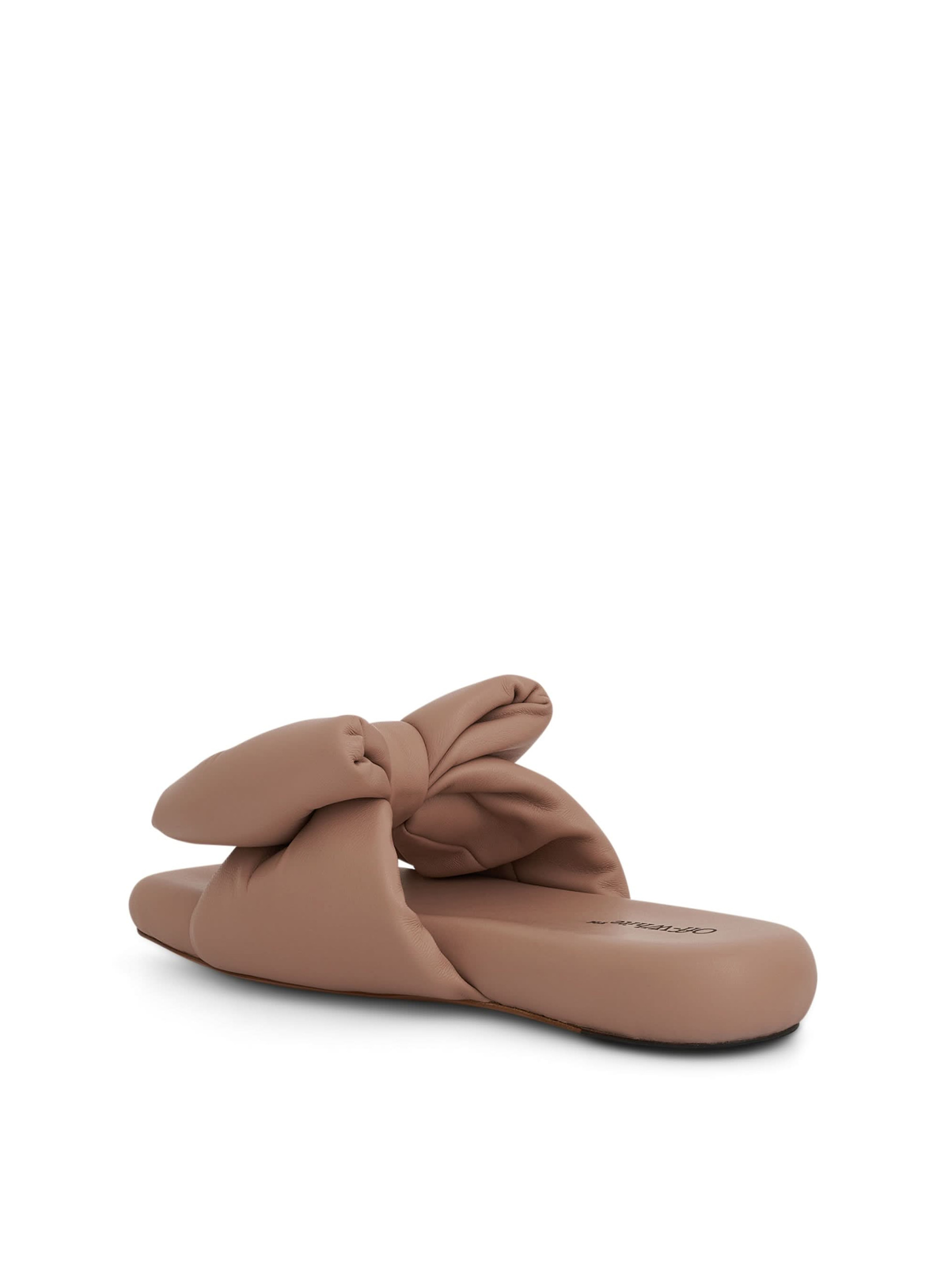 Nappa Bow Padded Slipper in Beige - 3