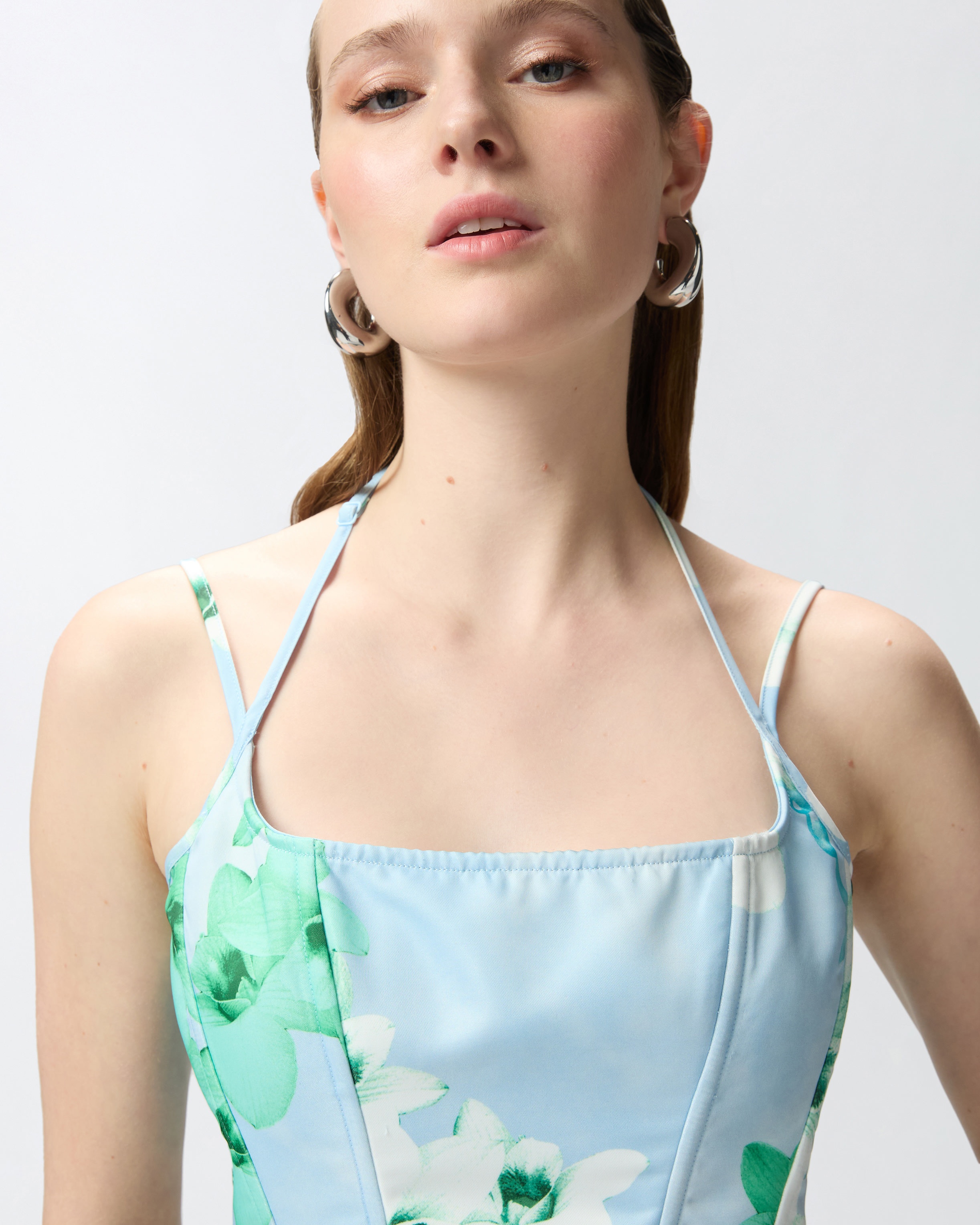 SLEEVELESS FLORAL BUSTIER TOP - 5