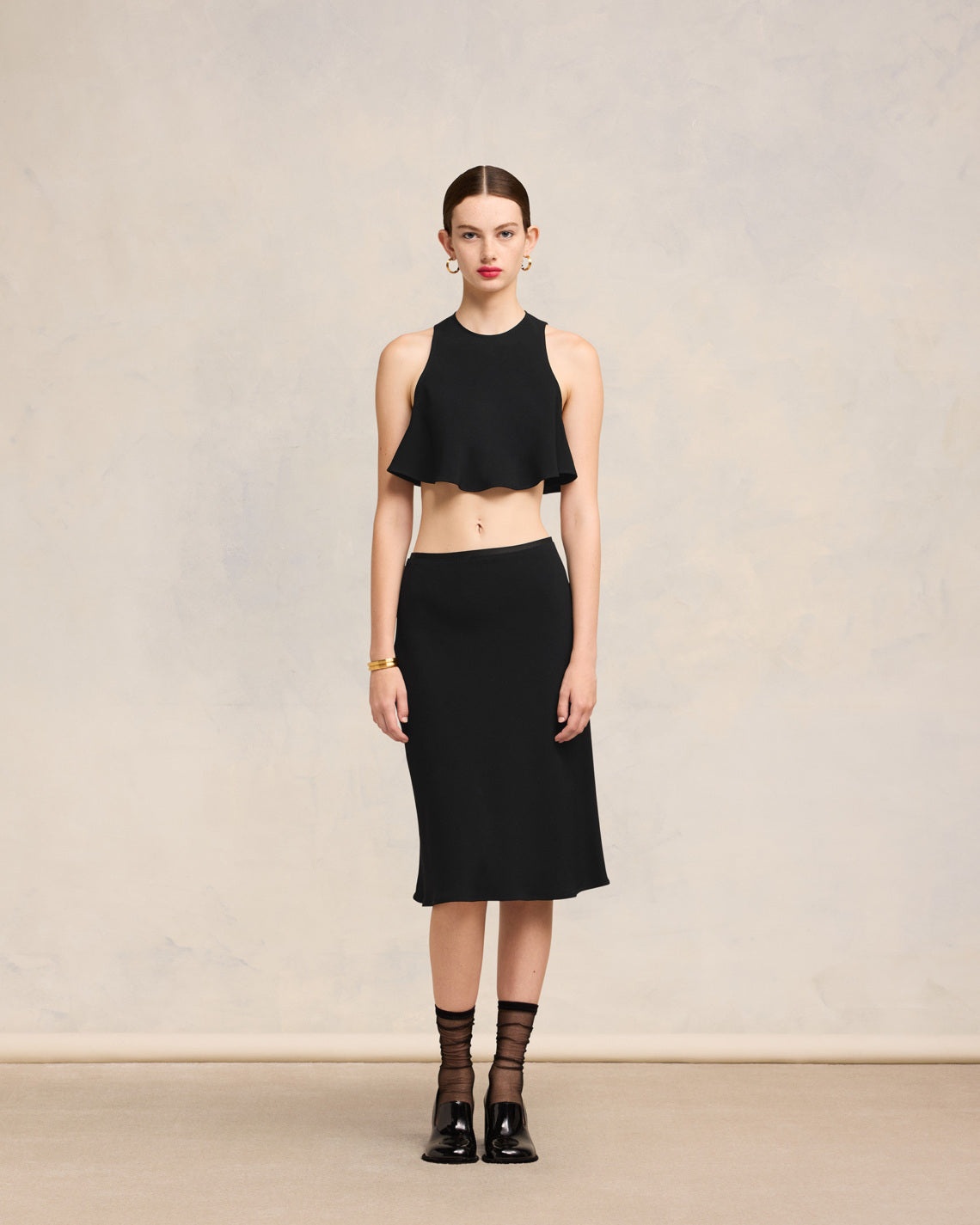 MIDI SKIRT WITH ELASTICATED WAIST - 2