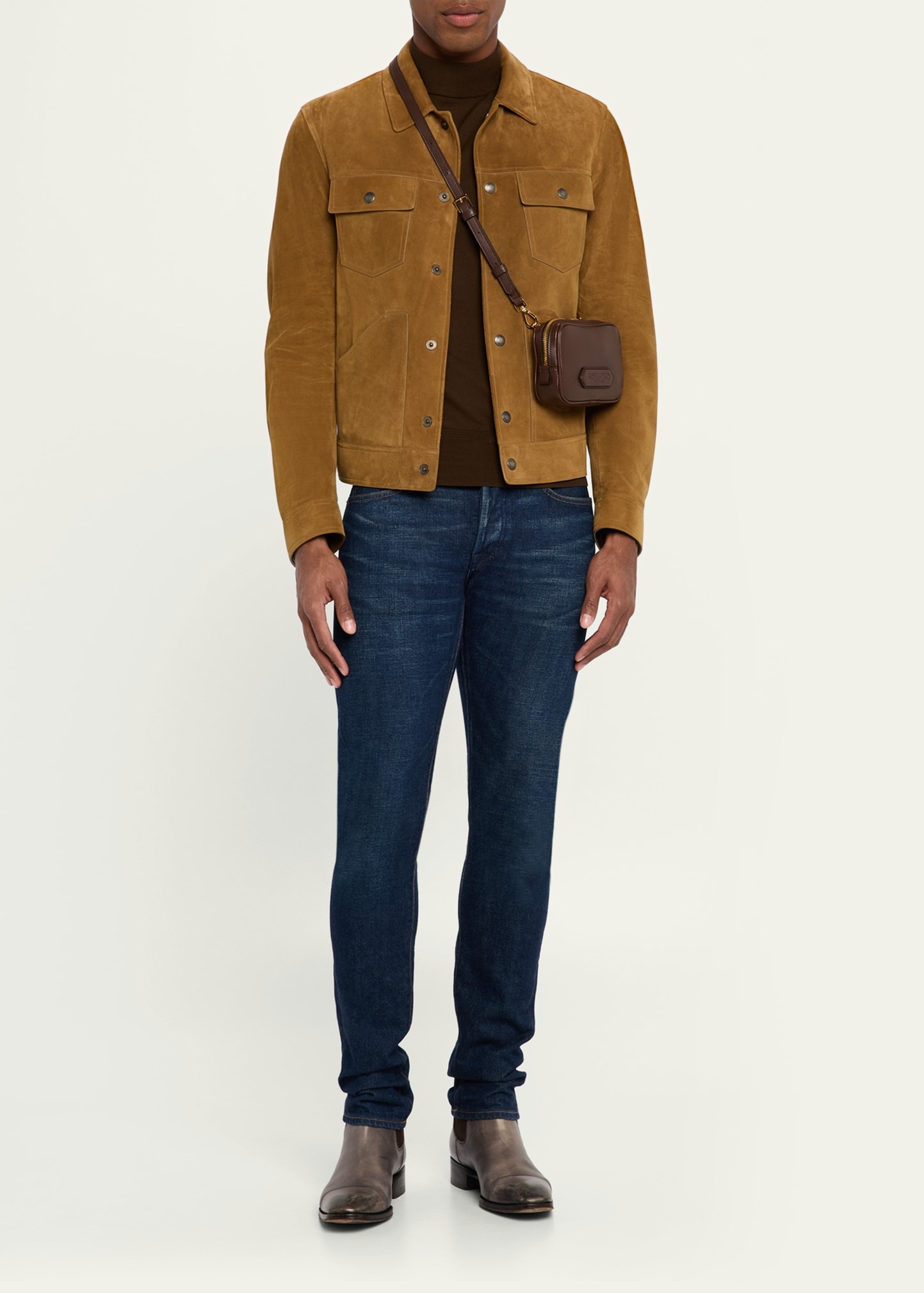 Men's Alexander Leather North/South Crossbody Bag - 6