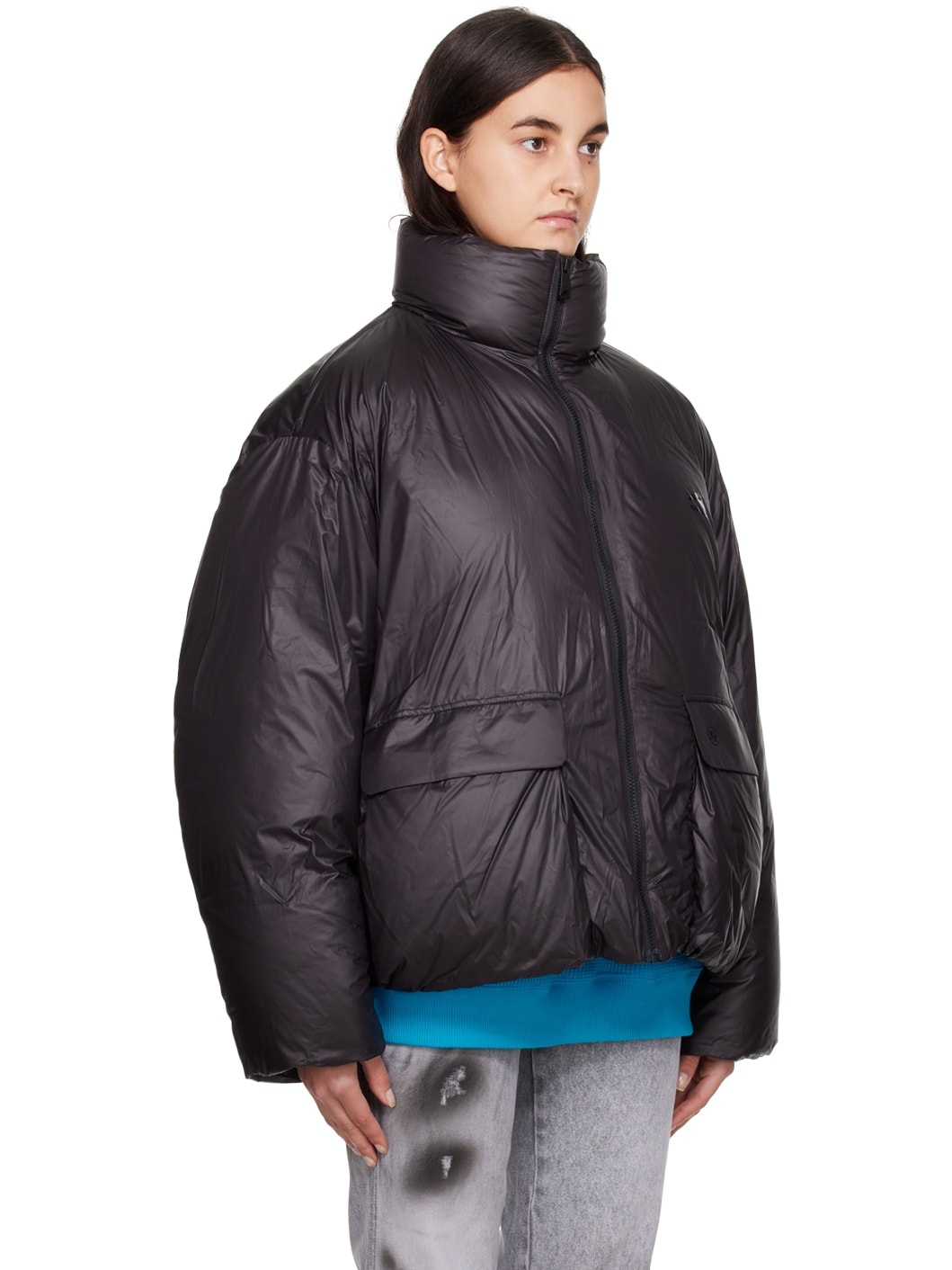 Black Print Down Jacket - 2