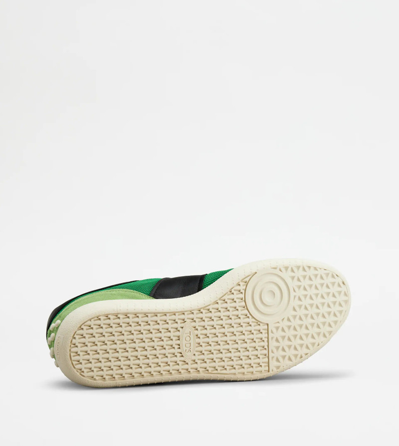 TOD'S TABS SNEAKERS IN SUEDE AND TECHNICAL FABRIC - GREEN, BLACK 4