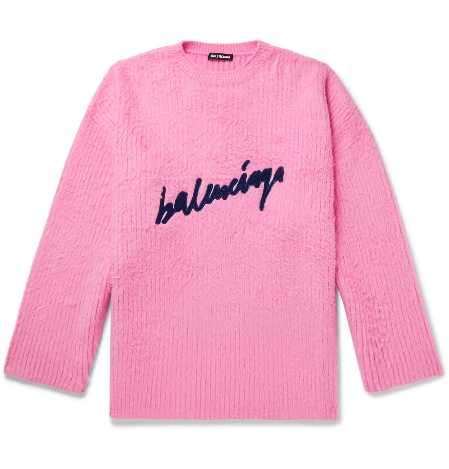 Oversized Logo-Embroidered Brushed Cotton-Blend Sweater - 6