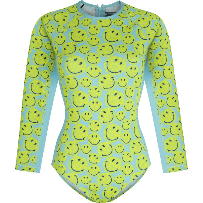 Women Rashguard Long-Sleeves One-Piece swimsuit Turtles Smiley - Vilebrequin x Smiley® - 1