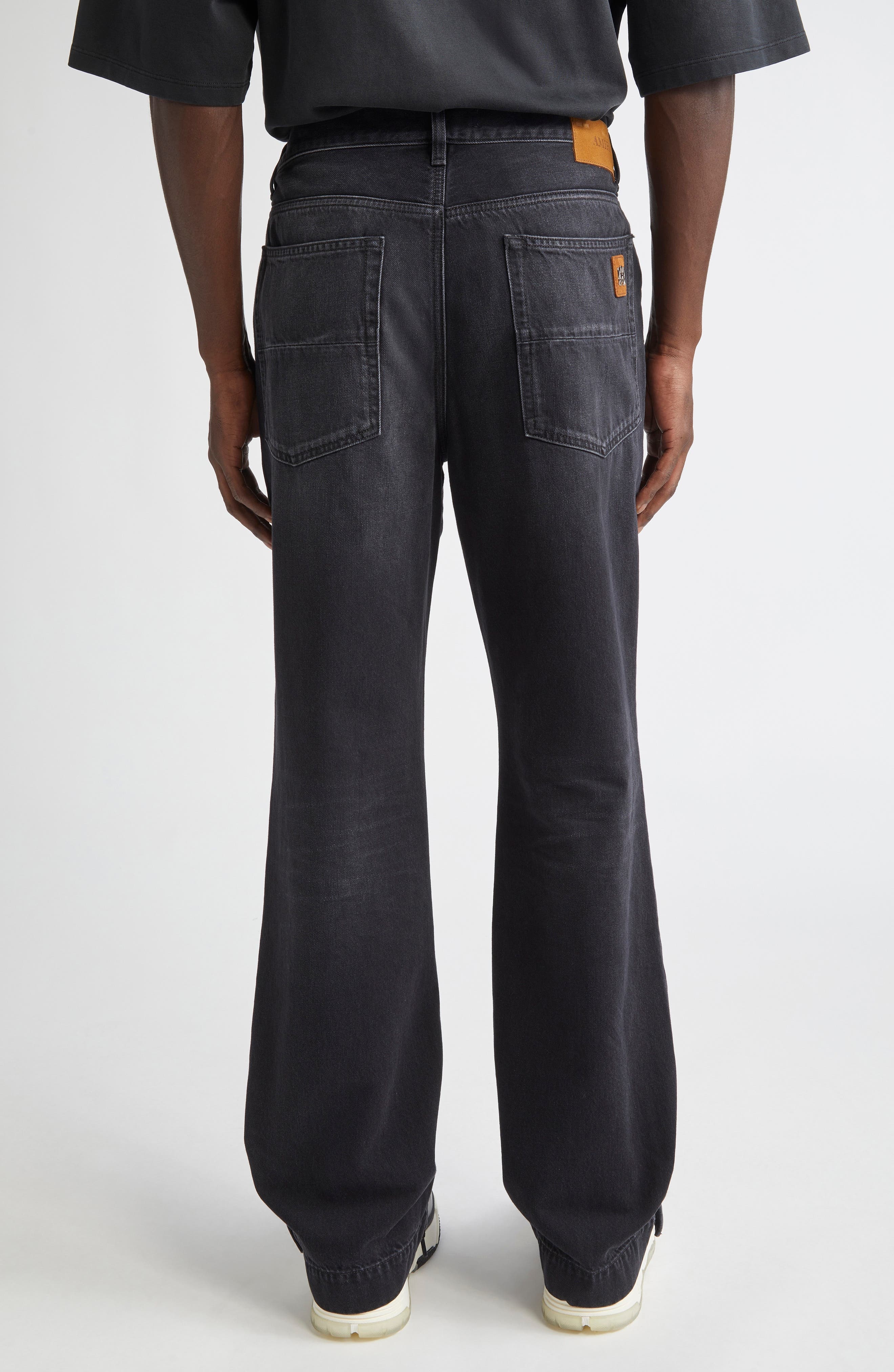 AMIRI Straight Flare Jeans in Vintage Black at Nordstrom - 3