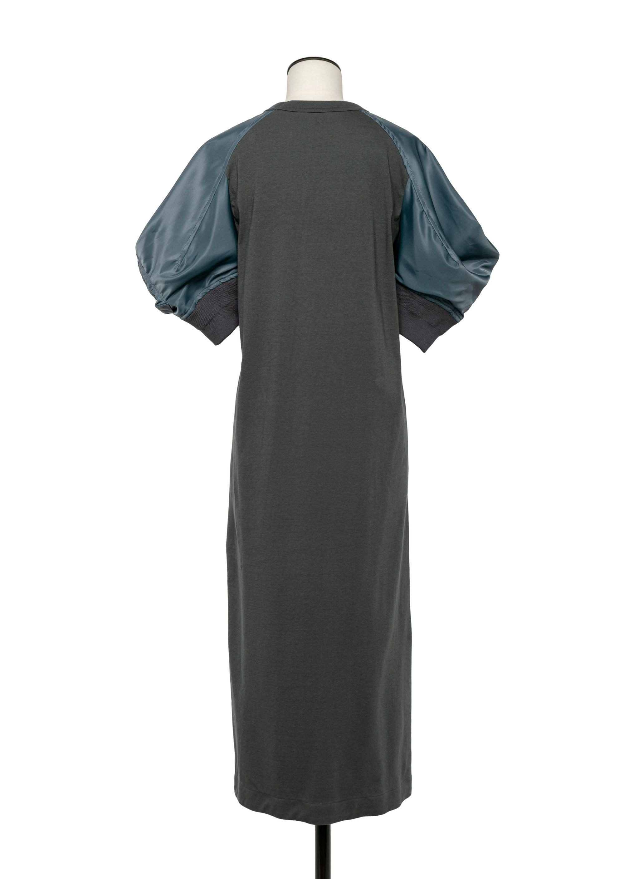 Nylon Twill Mix Cotton Jersey Dress - 3