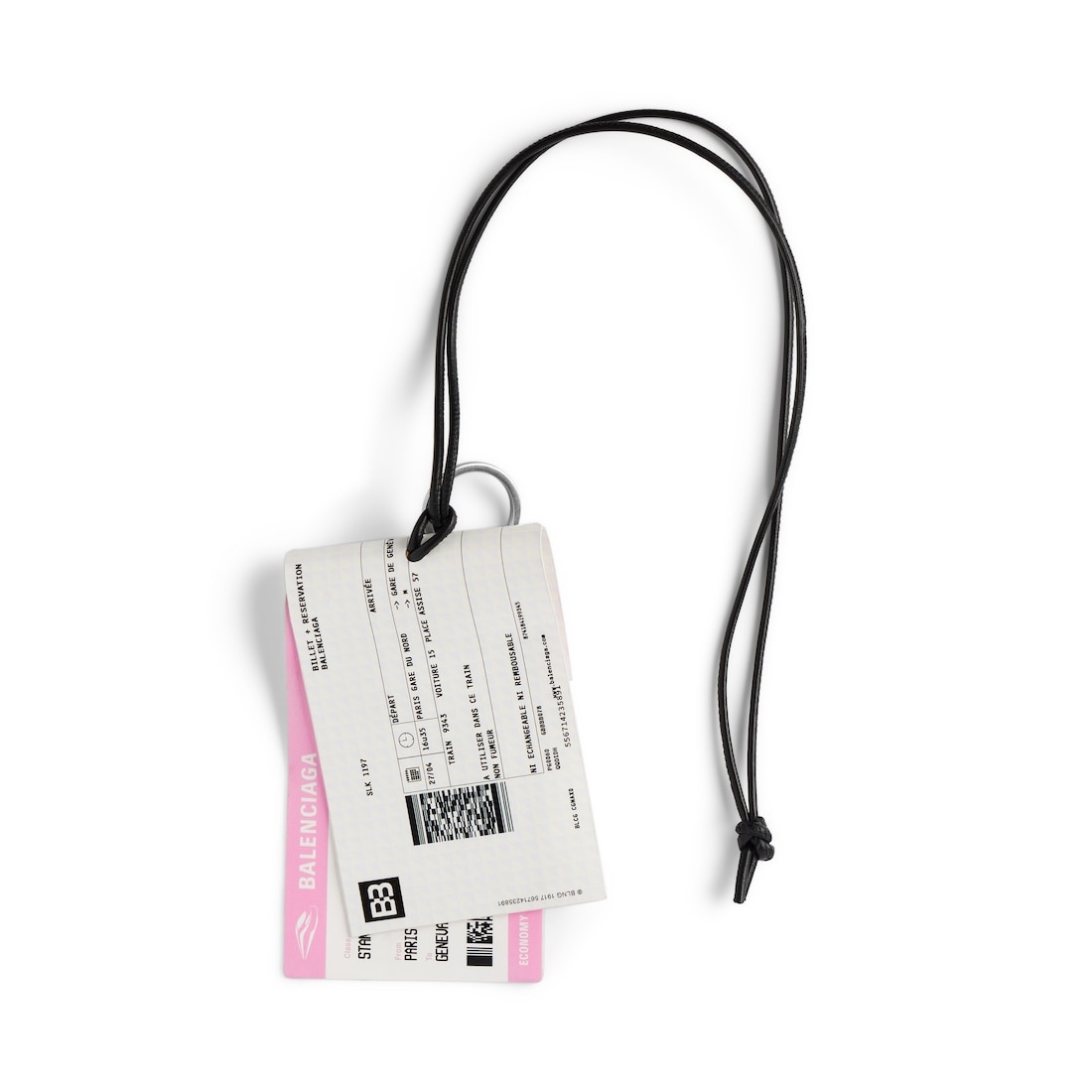 Charm/keychain Train Ticket  in White/black/pink - 2