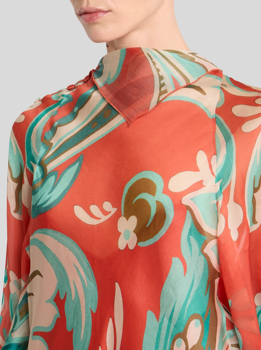 SILK MIDI DRESS WITH DRAPES - 2