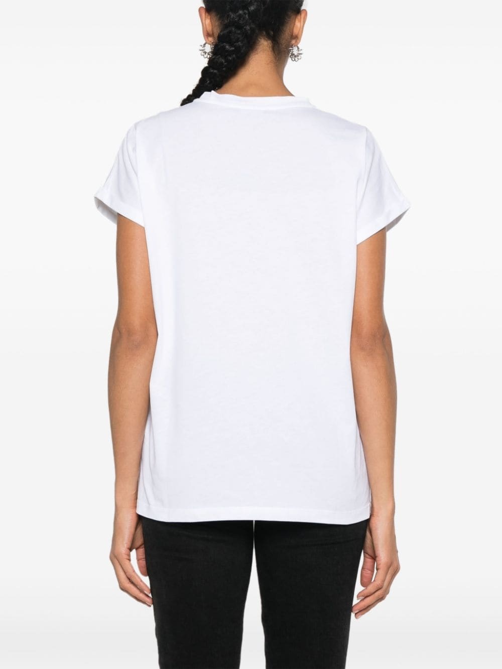flocked-logo cotton T-shirt - 4