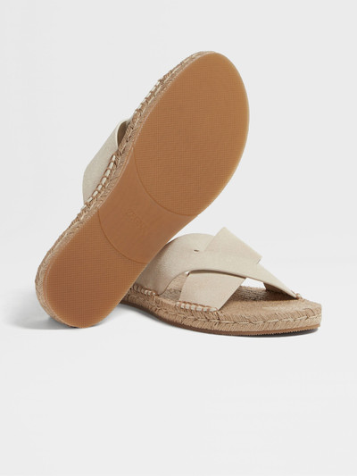 ZEGNA OFF WHITE SUEDE ESPADRILLE SANDALS outlook