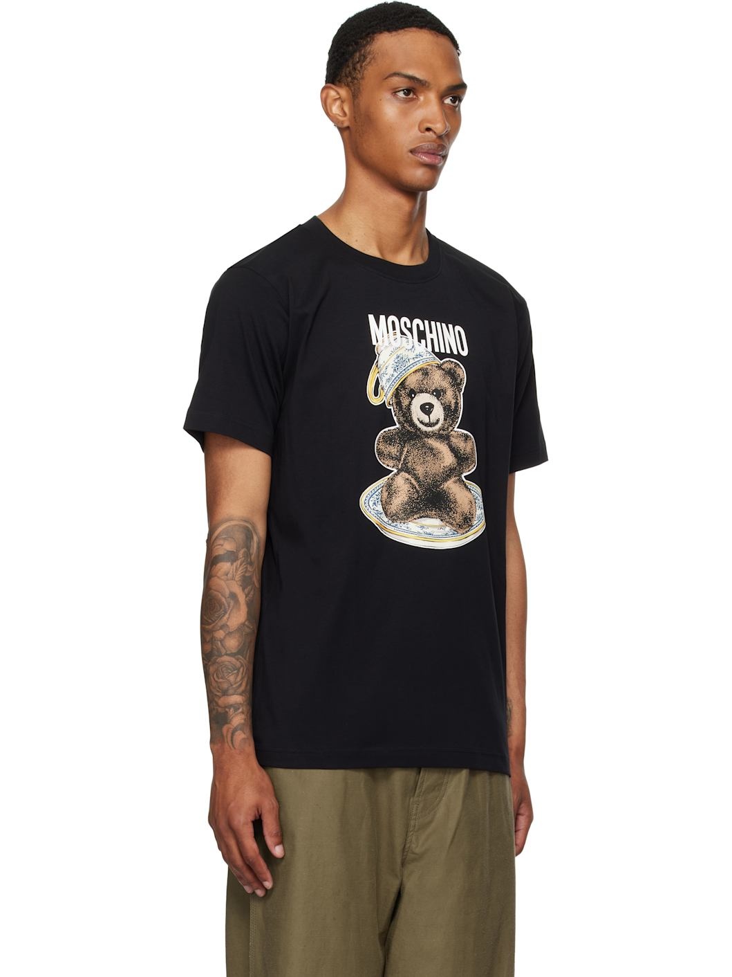Black Organic Cotton Teddy Bear  T-Shirt - 2