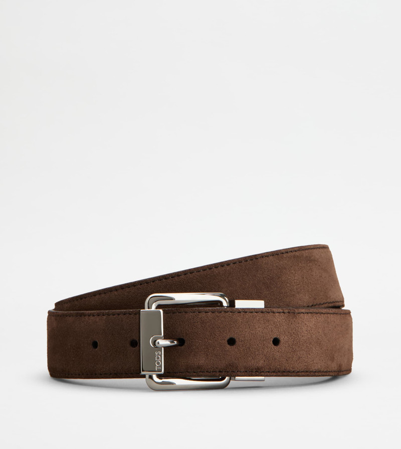 REVERSIBLE BELT IN SUEDE - BROWN 1