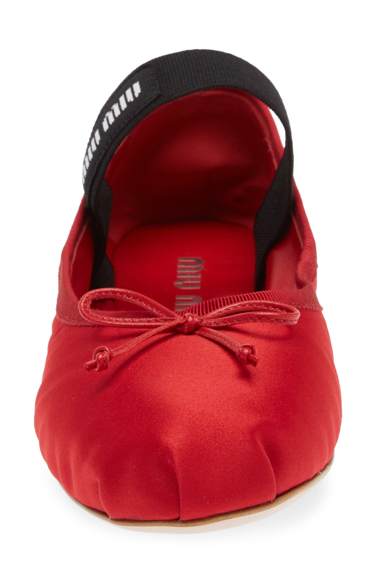 Miu Miu Logo Strap Ballet Flat in Rosso at Nordstrom - 4