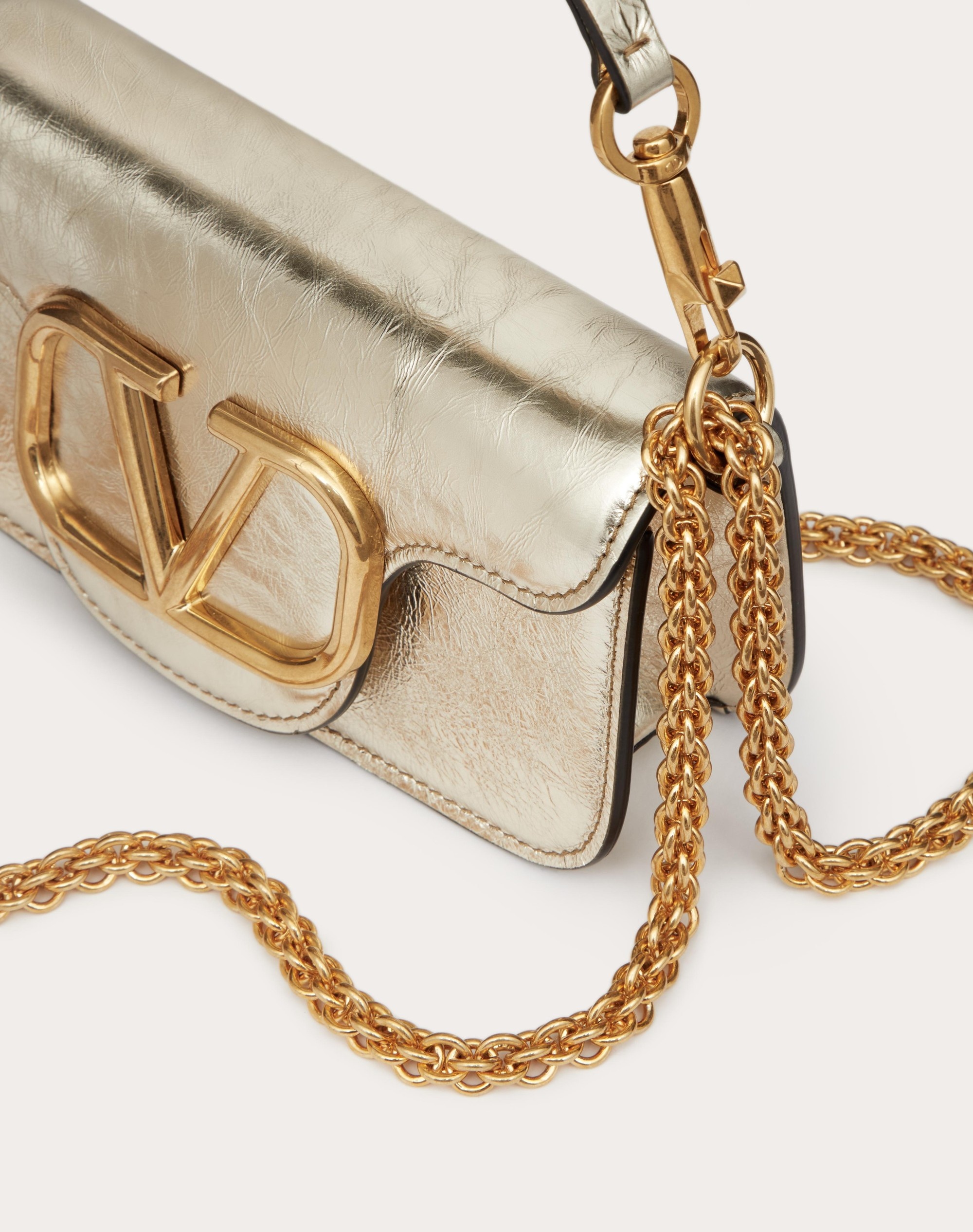 Valentino SMALL VALENTINO GARAVANI LOCÒ METALLIC CALFSKIN SHOULDER 
