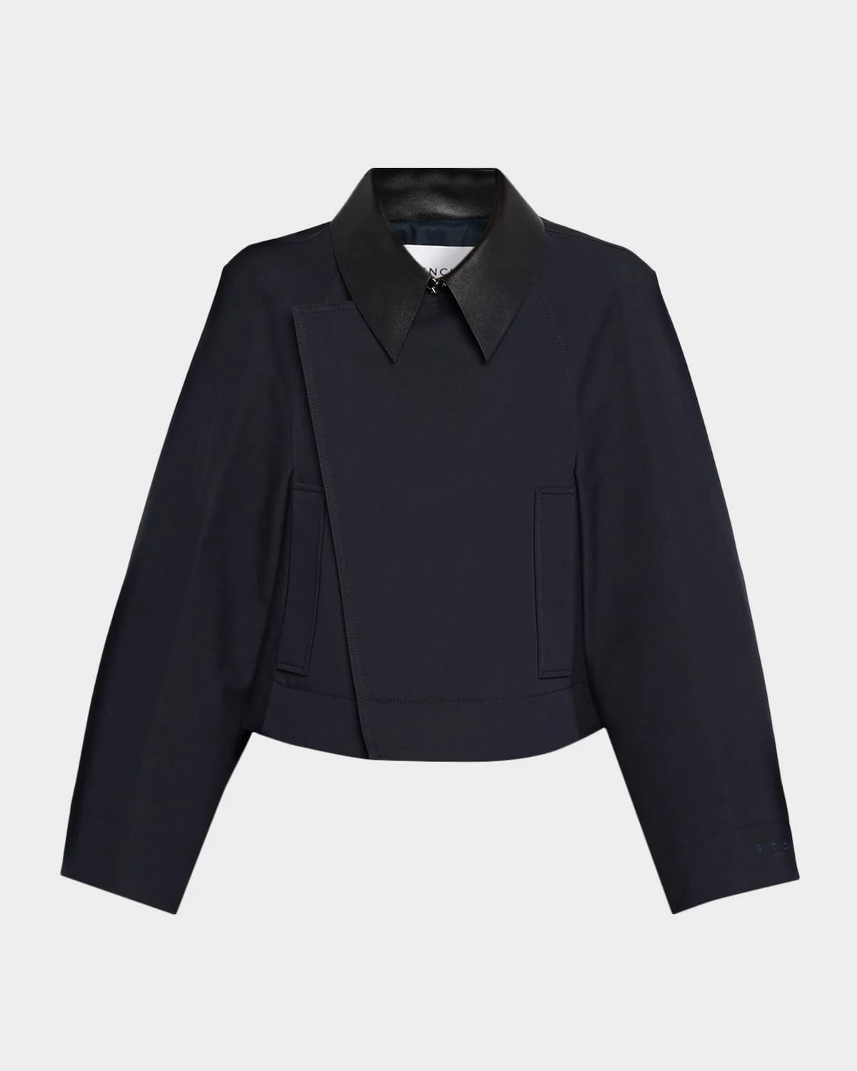 Leather-Collar A-Line Cocoon Coat - 1
