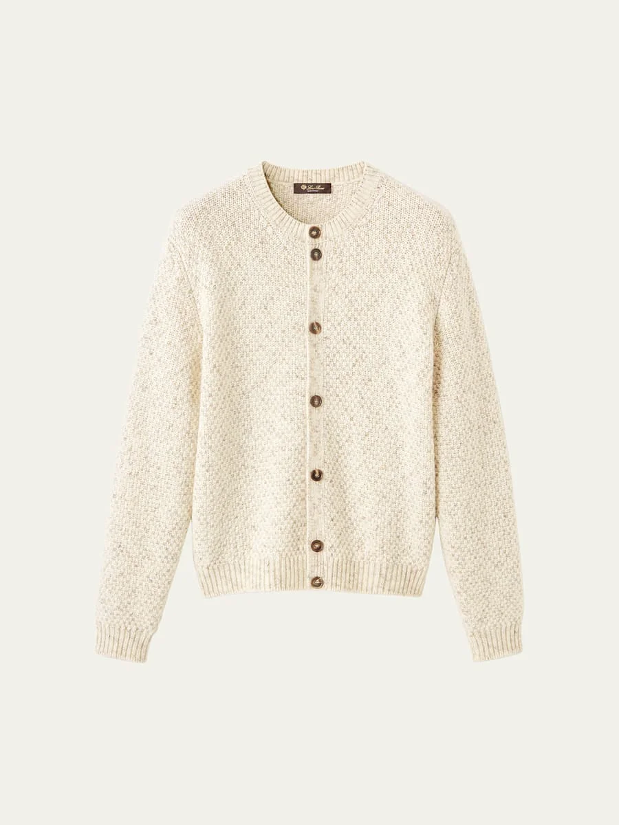 Men's Ash Virgin Wool, Linen and Cashmere Cardigan - 1