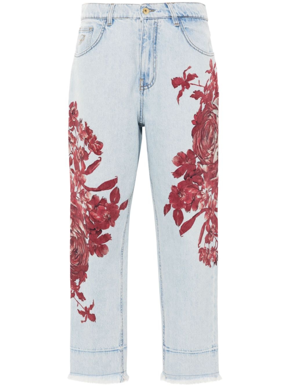 rose-print jeans - 1