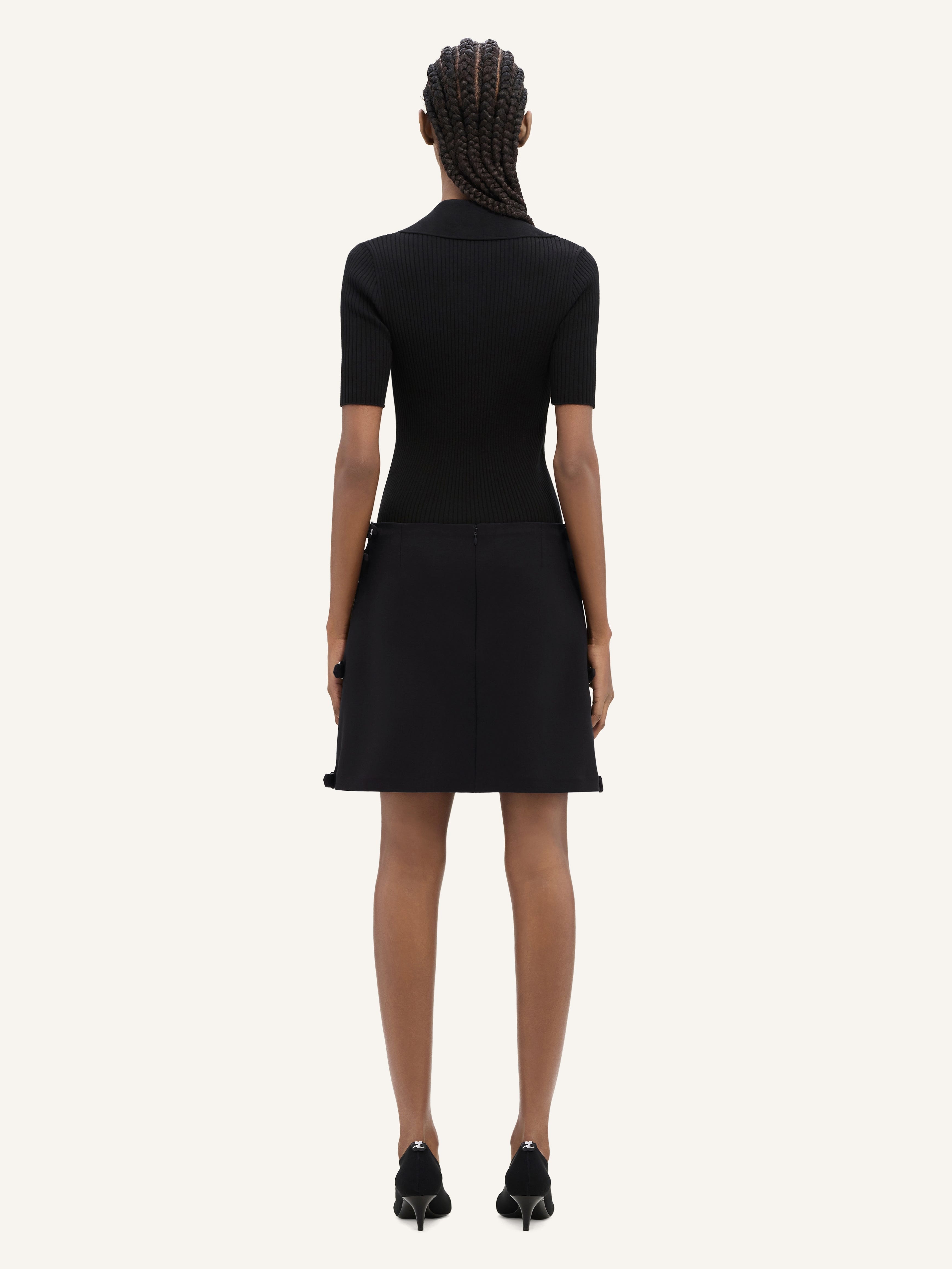 MULTI-BUCKLE WOOL MINI SKIRT - 4