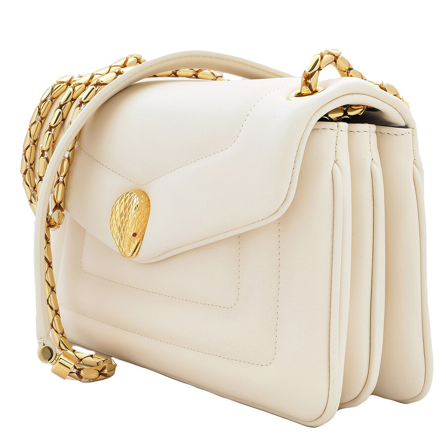 Bvlgari Ivory Serpenti Reverse Leather Shoulder Bag - 4