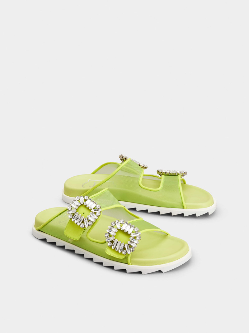 Slidy Viv' Strass Buckle Mules in Fabric 2