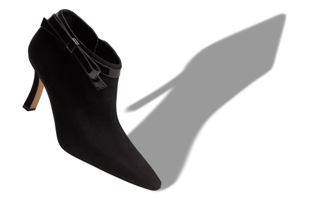 Black Suede Bow Detail Shoe Booties - 2