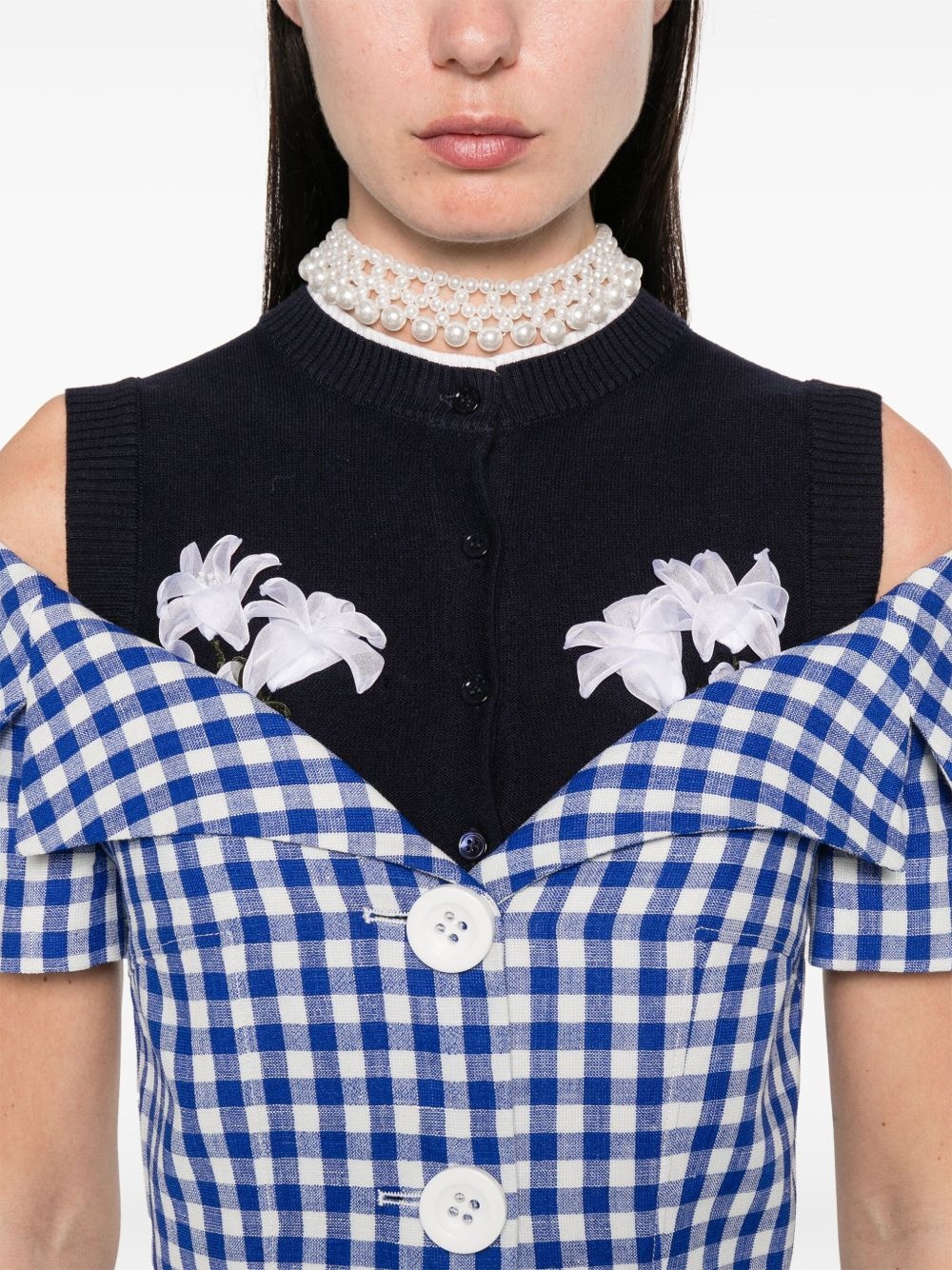 gingham check-print mini dress - 5
