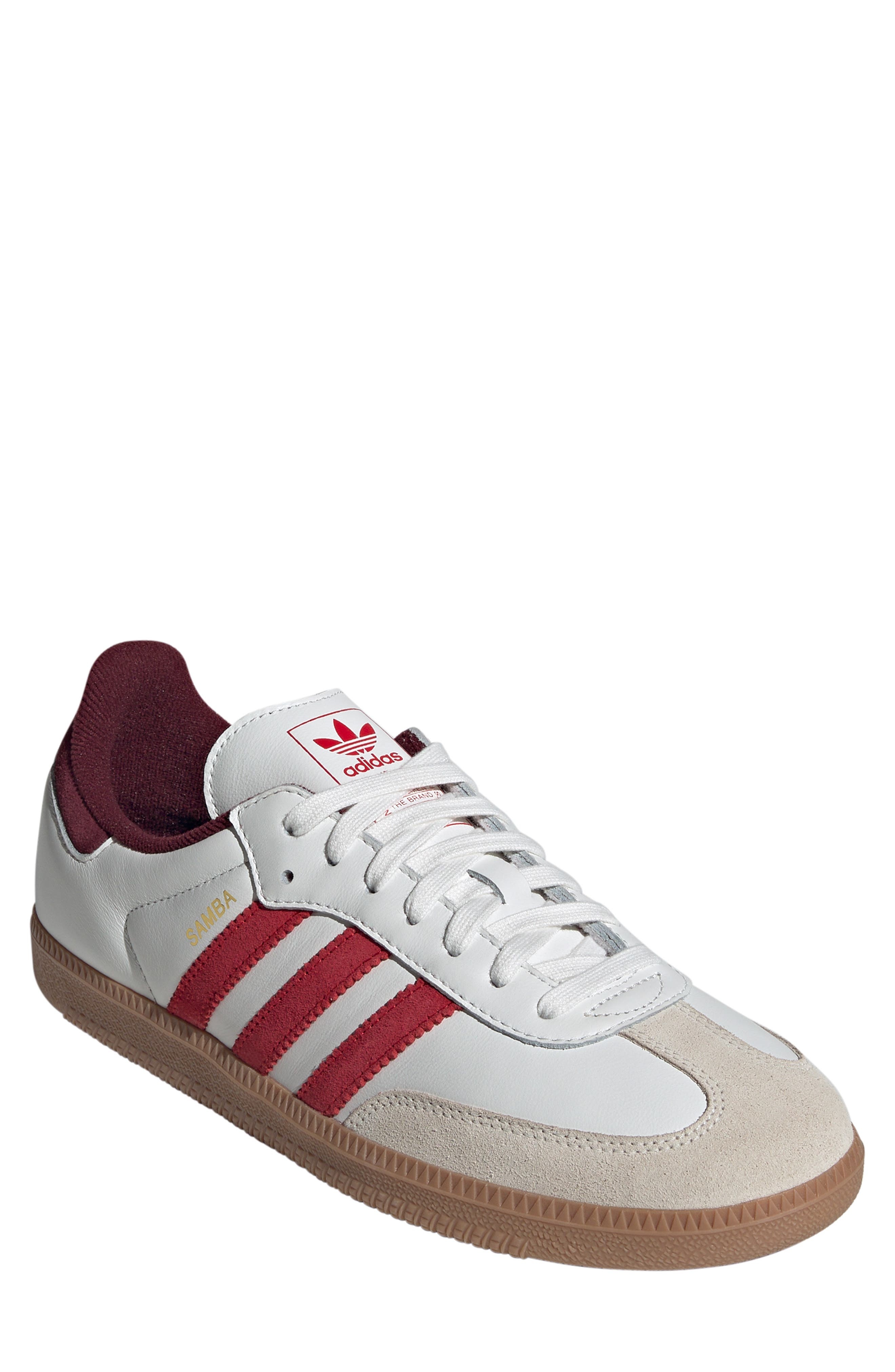 adidas Samba OG Sneaker in White/Scarlet/Red at Nordstrom - 1