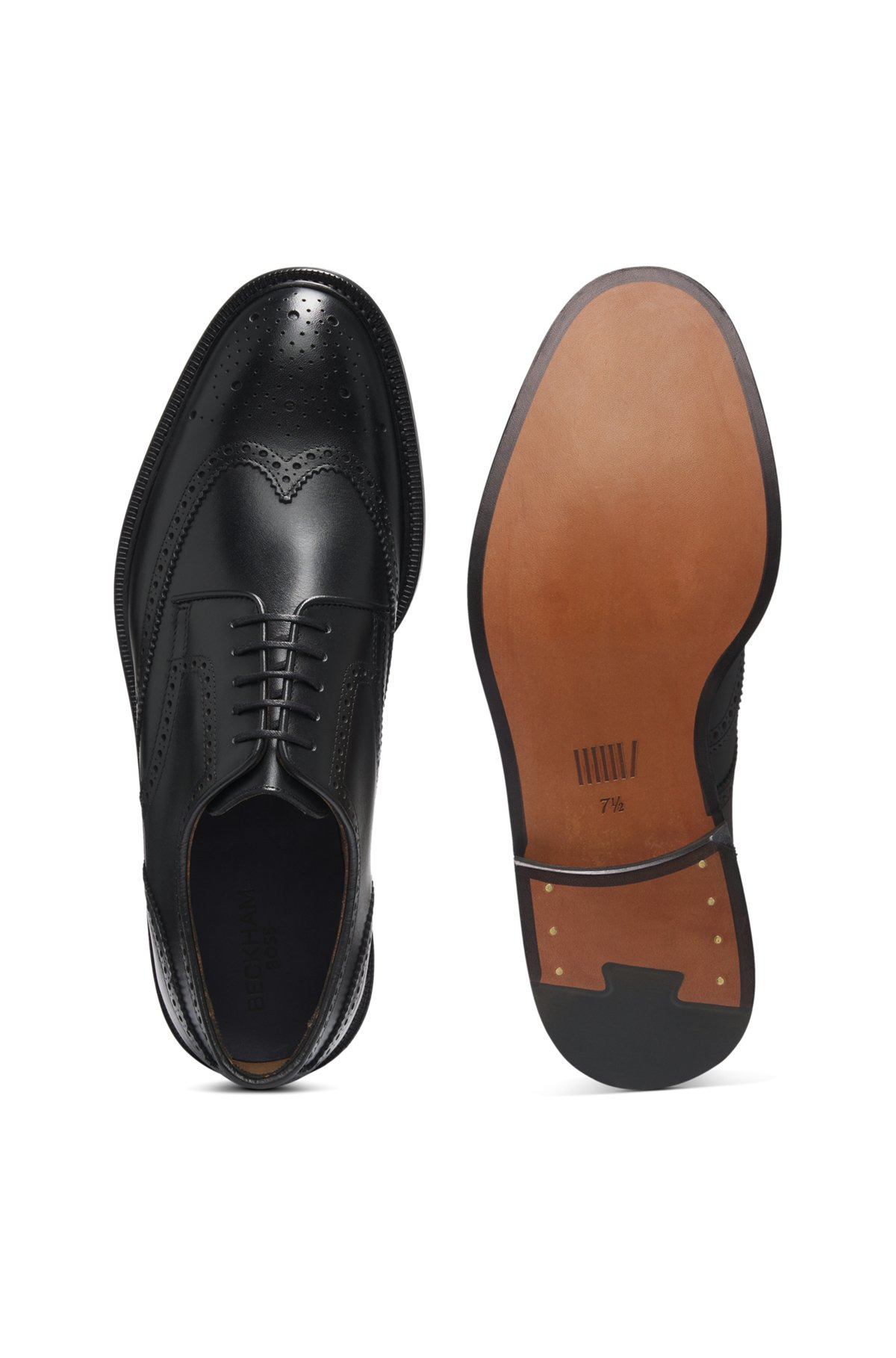 BURNISHED-LEATHER DERBY SHOES WITH BROGUE DETAILS - 4