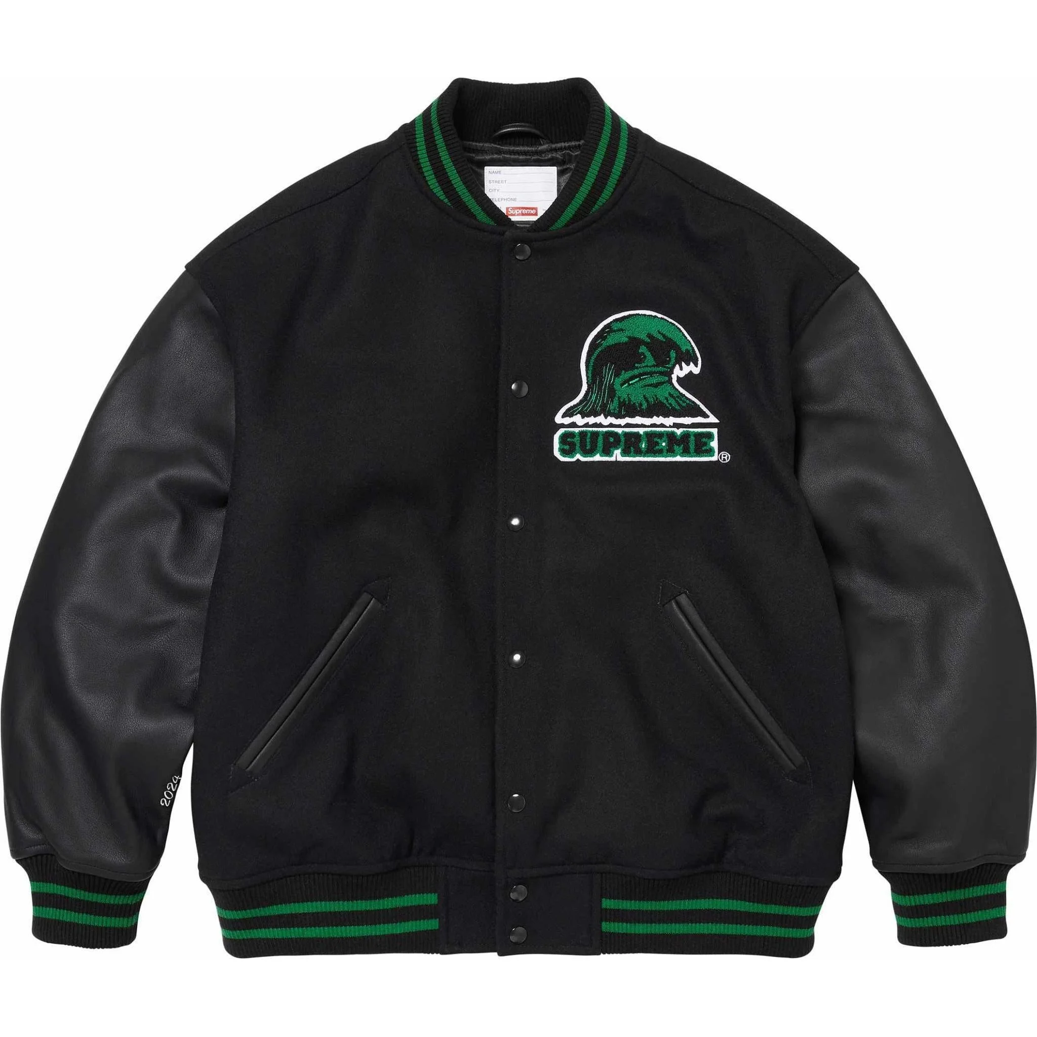 Supreme Wave Varsity Jacket 'Black Green' SUP-SS24-180 - 1
