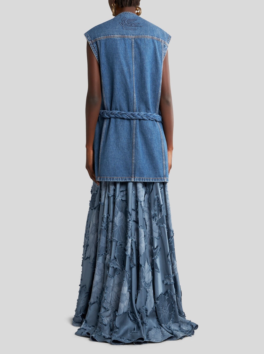 DENIM WAISTCOAT WITH BELT - 5