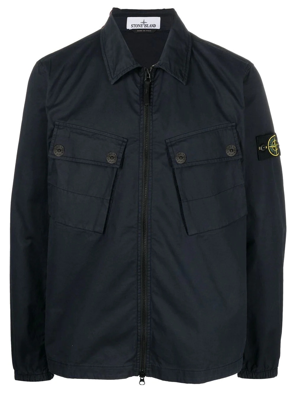 Compass-patch zip-up shirt - 1