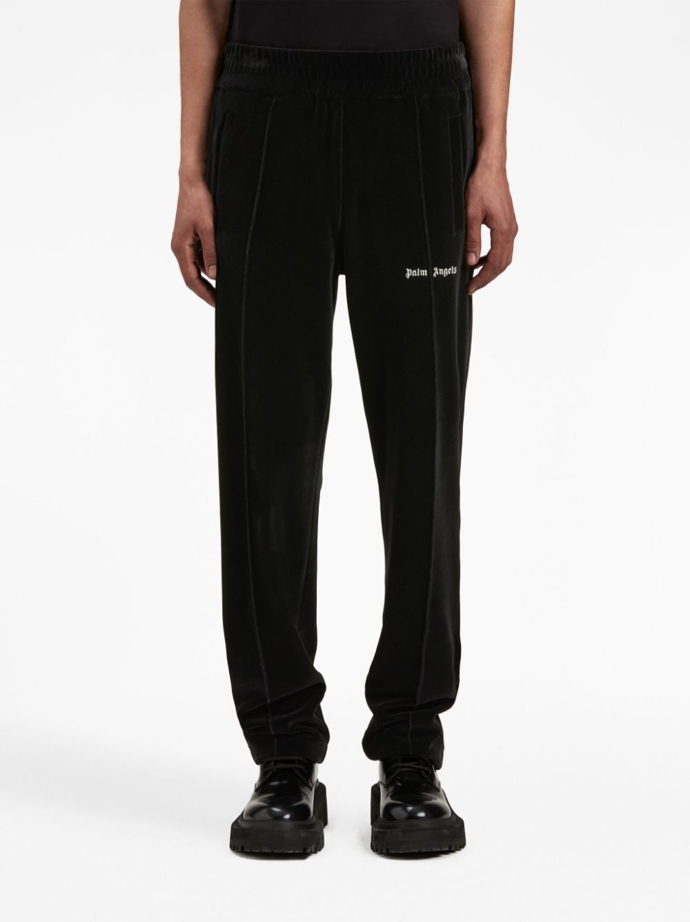 logo-print velvet track pants - 3