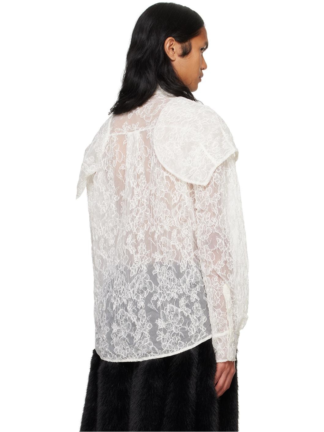 Off-White Sheer Classic Fit Caps Shirt - 3