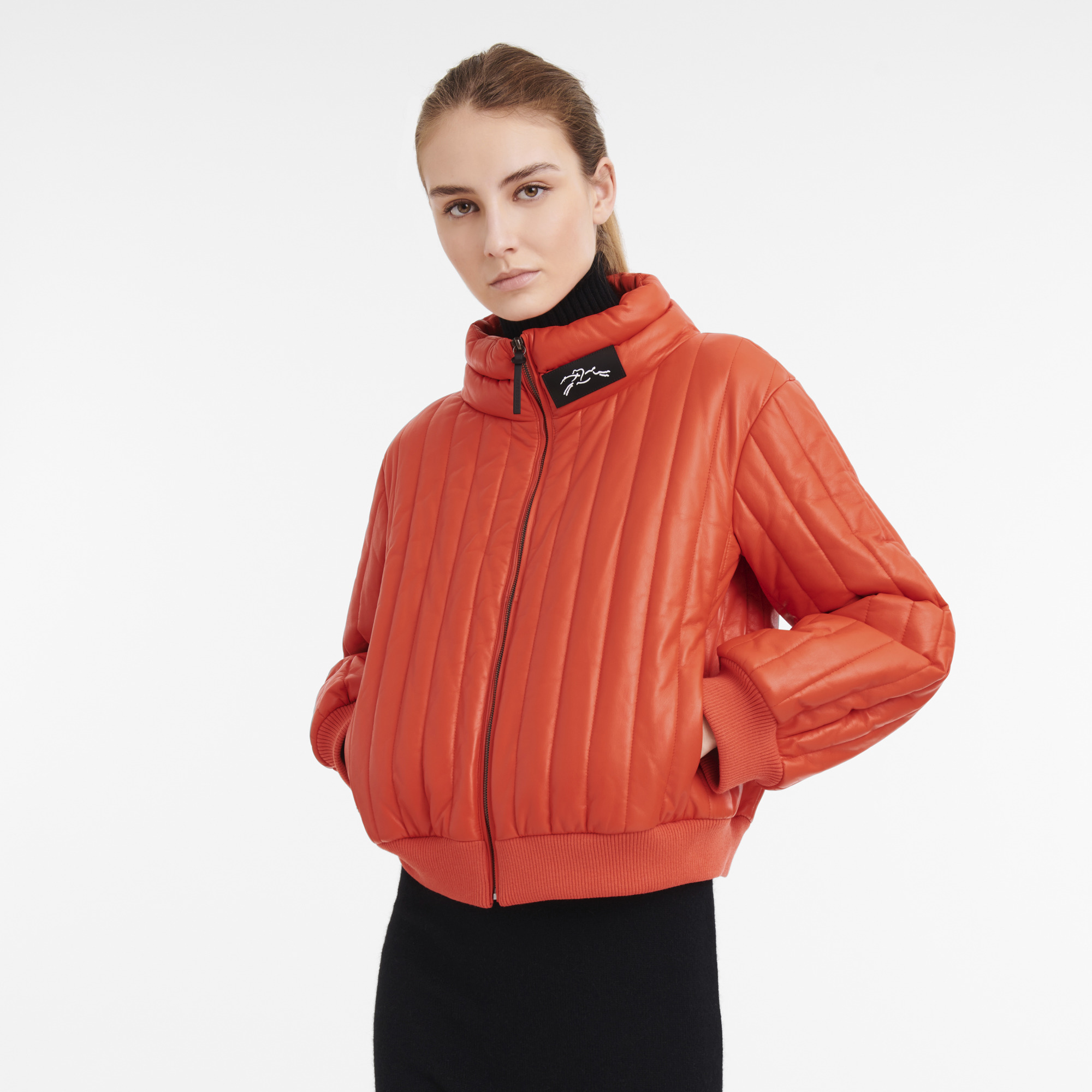 Fall-Winter 2023 Collection Jacket Orange - Leather - 3