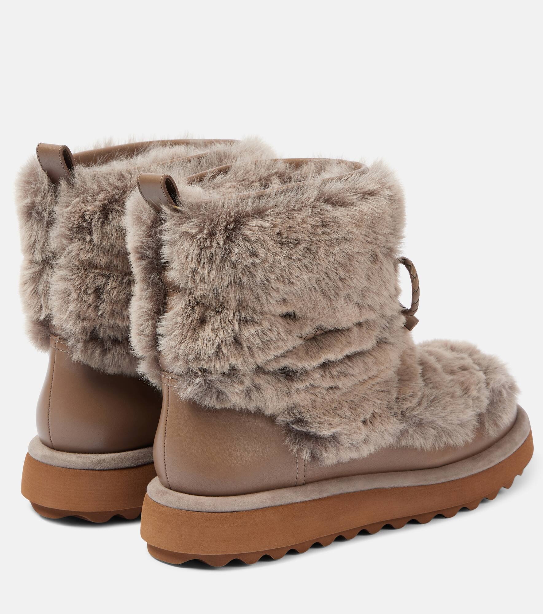 Zeva leather-trimmed faux fur boots - 2